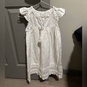 Fábula (FARM Rio for Kids) White Lace Eyelet Dress for Girls - Size: 6 years